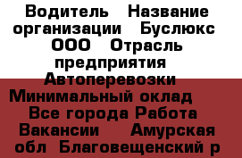 Водитель › Название организации ­ Буслюкс, ООО › Отрасль предприятия ­ Автоперевозки › Минимальный оклад ­ 1 - Все города Работа » Вакансии   . Амурская обл.,Благовещенский р-н